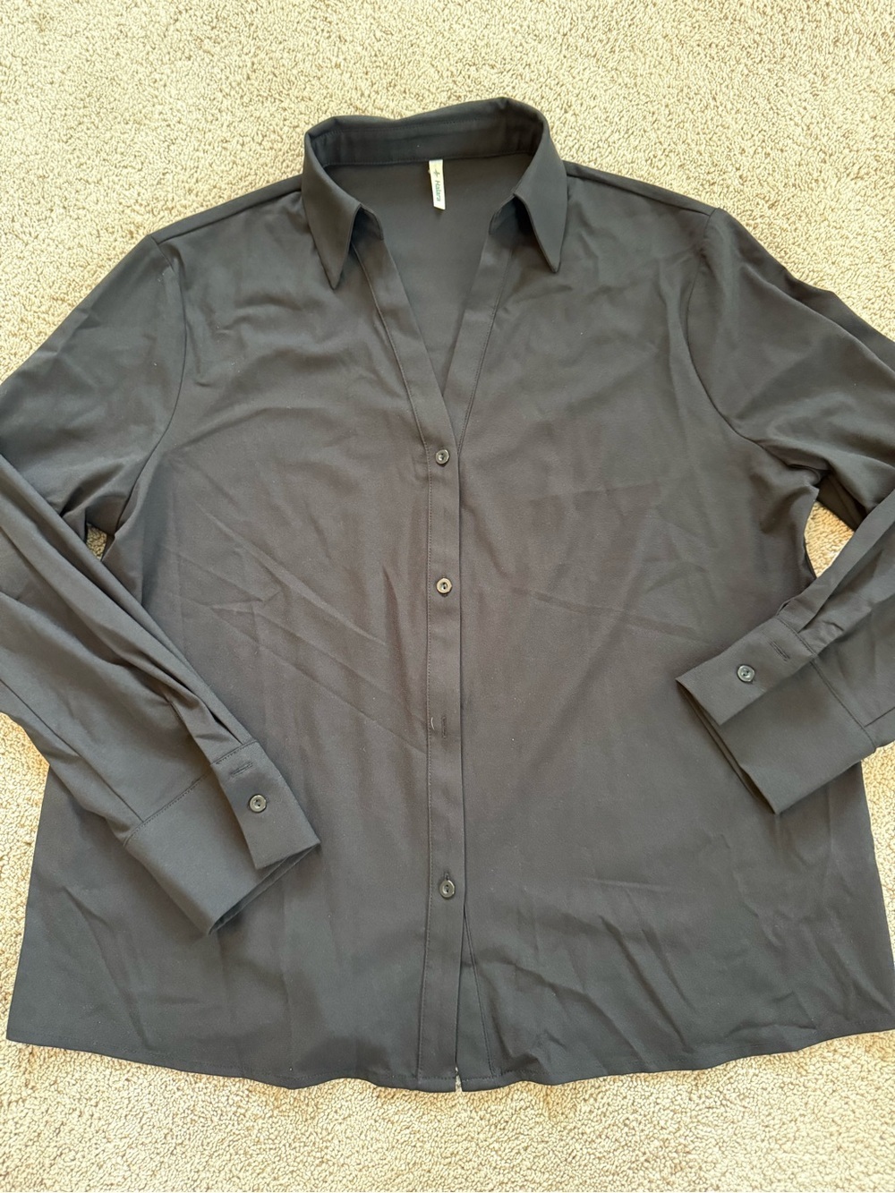 HALARA Black Long-Sleeve Button-Up Dress Shirt XL